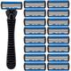 Manual 6-layers Safety Razor, Classic Shaving Razor, Shaving Set, Replacement Stainless Steel Blades, Reusable Blades, Safety Razors For Men