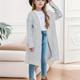 Elegant Girls' Shawl Knit Cardigan Long Sweater Overcoat For Spring/ Autumn/ Winter, Party, Gift, Girls' Clothing
