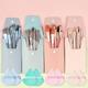 8 Pcs Portable Makeup Brushes Set Cosmetic Powder Eye Shadow Foundation Blush Blending Concealer Beauty Make Up Tool Brushes +2 Powder Puff