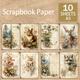 10sheets A5 Size Animal Squirrel Elk Forest Flower Grass Decoration Diy Tool Student Stationery Retro Journal Garbage Journal Page Journal Supplies Greeting Card Planner Scrapbook Background Card Pad