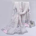 Magpie Pattern Thin Chiffon Scarf Imitation Silk Long Shawl Scarves Lightweight Neck Scarfs Vintage Wrap