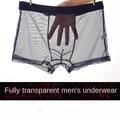 Men's Sexy Thin Ice Silk Mesh Boxer Briefs Shorts, Transparent Breathable Comfy Boxer Trunks, Men's Underwear