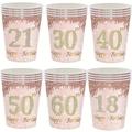 16pcs, Rose Golden Happy Birthday Paper Cup, 18th 21th 30th 50th 60th 70th Anniversary Birthday Party Supplies, Tableware Serves, Birthday Decor, Wedding Decor, Bachelorette Party Decor, Baby Shower