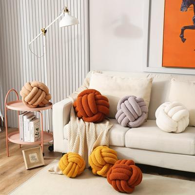 Hand-woven Knotted Ball Pillow Soft Sherpa Home Decorative Plush Pillow Soft Round Throw Pillow, Knotted Pillow For Bed Couch Sofa Christmas, Halloween, Thanksgiving Gift