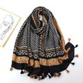 "Double-sided Scarf Shawl, Vintage Plaid Tassel Scarf Mid-length Wrap 35.43""×70.87"""