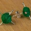 Creative Trendy Cute Yarn Ball And Needle Shaped Mini Stud Earrings Decorative Accessories Holiday Gift For Boys And Girls