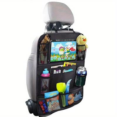 TEMU Car Back Seat Organizer, Waterproof 600d Polyester Mesh Storage Bag With Multiple Pockets, Easy-clean, Kick Mat Protector For ' Toys, Easy To Clean, Durable Organizer For Car Seats Image