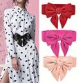 Big Bowknot Wide Waist Belt Elegant Candy Color Elastic Waistband Cinch Belts Decorative Dress Coat Girdle For Women