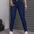 Single Breasted Button Skinny Jeans, Slim Fit High Stretch Casual Tight Jeans, Women's Denim Jeans & Clothing
