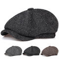 Classic Unisex Newsboy Hat Vintage Plaid Pattern Solid Color Baker Boy Cap Lightweight Berets Painter Cap For Women & Men