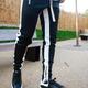 Color Block Joggers Track Pants, Men's Casual Stretch Waist Drawstring Zipper Pockets Sweatpants