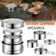 Durable Stainless Steel Cookware Set For Camping And Outdoor Activities - Lightweight And Portable With Pots, Pans, Plates, And Tableware
