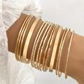 14pcs/set Chic Textured Wide Design Thin Bangle Multi-piece Bangle For Women