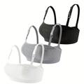 3 Pcs Pregnant Women's Nursing Bras Solid, Supportive Breastfeeding Comfy Maternity Bra For Daily Comfort Open Front Button Maternity Nursing Bra