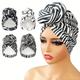 Pre-made Knotted Turban Hat Trendy Zebra Print Suede Head Wraps Elegant Pleated Beanies Headscarf For Women