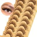 Brown Eyelashes Cat Eye Lashes Brown Eyelashes Fluffy Transparent Stem Brown Eye Lashes Pack 8 Pairs/ 5 Pairs