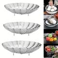 1pc, Telescopic Stainless Steel Steamer Basket - Foldable Steaming Rack For Healthy And Delicious Meals