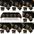 1pc, 1 Year Birthday Tablecloth - Golden Black Color - Perfect For 18, 21, 30, 40, 50, 60, 70th Birthday Parties - Coming Of Age Party Decoration