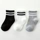 3pairs Unisex Double Stripes School Preppy Kids Crew Socks For Boys Girls Children Baby Kids