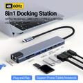 8 In 1 Usb C Docking Station With 4k Hdtv, 100w Pd, Usb 3.0/2.0, Rj45 Ethernet, Sd/tf Card Reader, Type-c Hub Adapter For Macbook Pro/air Laptops And More Type C Devices