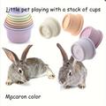 8pcs Small Pet Toys Set, Bunny Stacking Cup, Rabbit Toy, Plastic Snack Cup, Nesting Cup, Rabbit Toy Supplies