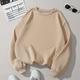 Women's Casual Long-sleeved Sweatshirt, Solid Color Loose Crew Neck Active Pullover Sweatshirt, Women's Clothing