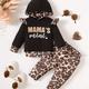 Baby Girls Hoodie + Matching Pants Set With Leopard Pattern For Winter Baby Clothes Outfit