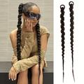 Long Braided Ponytail Extension With Hair Tie Straight Wrap Around Hair Extensions Ponytail Soft Synthetic Hair Piece For Women Daily Wear 28 Inch Black Hair Accessories