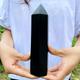 1pc Black Obsidian Tower, Tower, Obsidian Pillar, Great Obsidian Tower, Large Black Obsidian Wand, Spirit Repair, Hexagonal Pillar Tower For Home Decoration, Gift