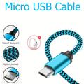 3pack 6ft Micro Usb Cable Android Charger Cable Nylon Braided Micro Usb Charger Cord For Galaxy S7 Edge S6 S5 J7 J6 J5 J3, Ps4, Xbox, Htc, Tablets, Kindle Fire