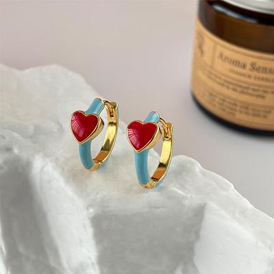 TEMU Chic Heart Earrings - 18k Golden Plated, Alloy Fashion Jewelry For Women | Weddings & Parties Image