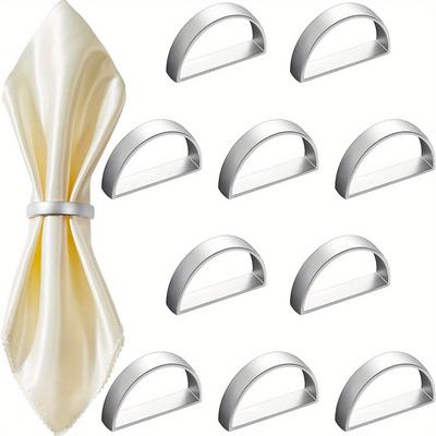 TEMU Jabukosu Stainless Steel Napkin Ring Holders, Water-resistant, Stain & Sand Resistant Metal Serviette Buckles For Dining, Sleeping, Table Settings, Kitchen, Dinner Party, Wedding Decor Image