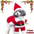 Santa Small Dog Costume, Christmas Pet Outfits, Red Santa Claus Hat Scarf, Cosplay Dressing Up Xmas Party New Year Clothing Accessories For Small Cat Dog