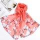 Elegant Flower Print Satin Scarf Imitation Silk Shawl Women Casual Windproof Wraps Accessories