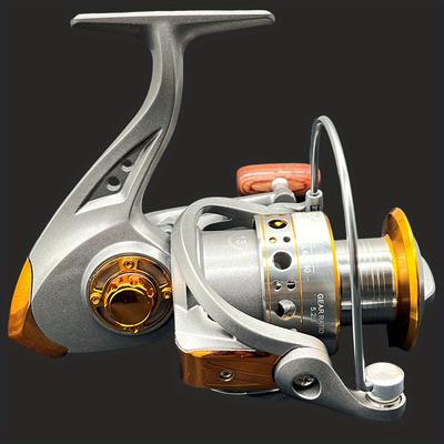 TEMU Rsenr High-performance Fishing Reel - Stainless Steel & Copper/aluminum Alloy, Design With Smooth Bearings & Wooden Handle, Ideal For Freshwater & Saltwater Fishing Image