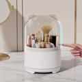 Bear Designed Makeup Brush Holder With Dustproof Cover - Rotating Organizer For Vanity, Bathroom, And Countertop - Clear Cover For Easy Storage And Access