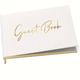 "100 Page/50 Sheets Golden Guest Book & Pen - 9""x7"" Hardcover White Polaroid Book - Foil Gilded Edges For Guests & Visitors To Sign At A Wedding, Funeral Or Memorial, Party, Or Bridal Shower"