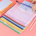 5pcs Plastic Mesh Zipper Pouch, Waterproof Document Folders Bag, A4 Letter File Folders, Organizing Storage File Bags For School Office Student Travel Transparent 5 Colors