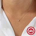 Women's 925 Sterling Silver Round Cubic Zircon Pendant Necklace, Classic Daily Decor Neck Accessory