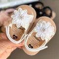 Baby Girls Flower Hook And Loop Sandals, Lightweight Non-slip Comfy Walking Shoes For Newborn Infant, Summer
