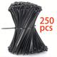 50/250pcs Cable Ties Heavy Duty 4inch, 6inch, 8inch, 10 Inch, Plastic Wire Ties With 50 Pounds Tensile Strength, Self-locking Black Nylon Cable Tie For Indoor And Outdoor