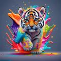 1pc 5d Colorful Tiger Pattern Diamond Painting Kit, Suitable For Beginners, Art Gift Diy Animal Diamond Painting Cross Stitch Mosaic Handmade Art Home Decoration Painting (7.87in*7.87in)