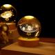 1pc 3d Solar System Nightlight, Crystal Glass Ball Light, Galaxy Astronaut Crystal Ball Night Lights With Wood Base For Bedside Christmas Gift