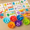 Montessori Kids Arithmetic Toys, Number Cognitive Intelligence Development Educational Early Learning Toy, Preschool Color Sorting Toddlers Beads Number Matching Game, Kindergarten Puzzle Toy