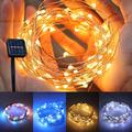 Led Indoor And Outdoor Solar Copper Wire Light, Waterproof Garden Atmosphere Color Lights, 8 Modes Lighting Garden Yard Camping Patio Tree Wedding Festival Party Decoration Color Lights
