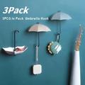 3 Pcs/set Cute Umbrella Sticky Hooks, No Punch Colorful Key Hangers Kitchen Bathroom Storage Hooks Home Bedroom Wall Decoration, Home Decor, Christmas Gift, New Year Gift, Gift For Man, Gift For Woman