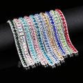 Birthstone Tennis Bracelet 3 Rows Shiny Zircon Luxury Colorful Watchband Bracelets Accessories For Women & Girls