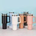 1pc 40oz Tumbler With Handle And Straw Lid Insulated Reusable Stainless Steel Water Bottle Travel Mug Iced Coffee Cup Travel Mug For Hot And Cold Beverages Tumbler With Handle