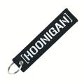 1pc Racing Car Key Chain Black Bottom White Embroidery Motorcycle Car Key Tag Small Gift Pendant