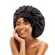 Solid Color Large Satin Bonnet Classic Bowknot Lace Up Sleeping Night Cap Lightweight Bath Shower Cap Elastic Hair Bonnets For Women Girls